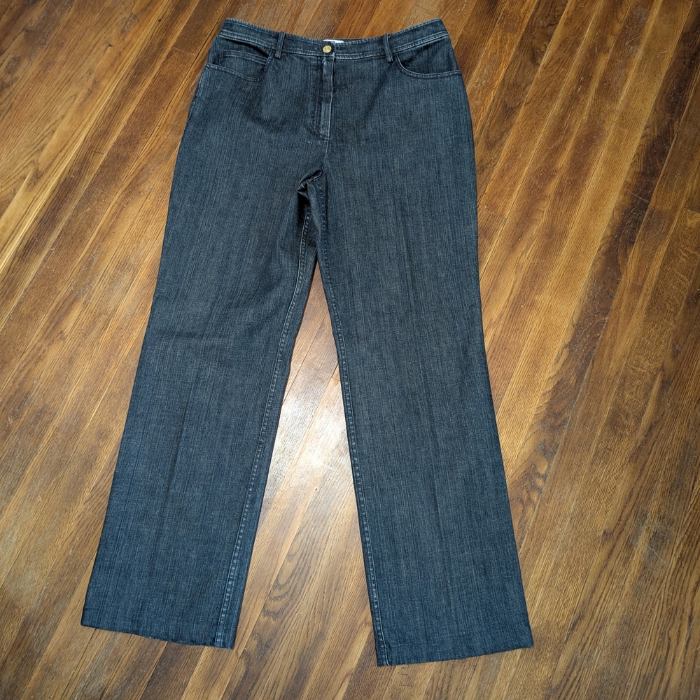 St. John Dark Denim Wide-Leg Jeans